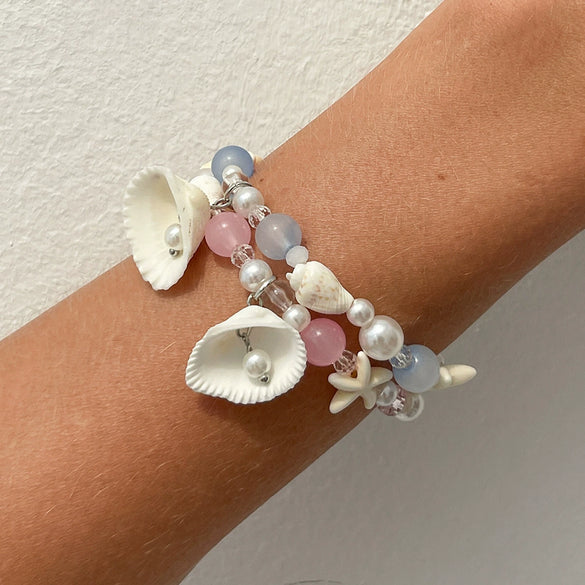 Women's Handmade Metal Conch Fan Shell Beaded Bracelet With Star Animal Zodiac Geometric Patterns And Little Fresh Style