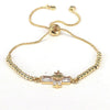 Women's Handmade Metal Zircon Geometric Cross Bracelet