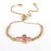 Women's Handmade Metal Zircon Geometric Cross Bracelet