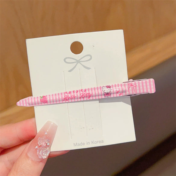 Women's Handmade Mixed Materials Heart Shaped Kitty Cartoon Hairpin