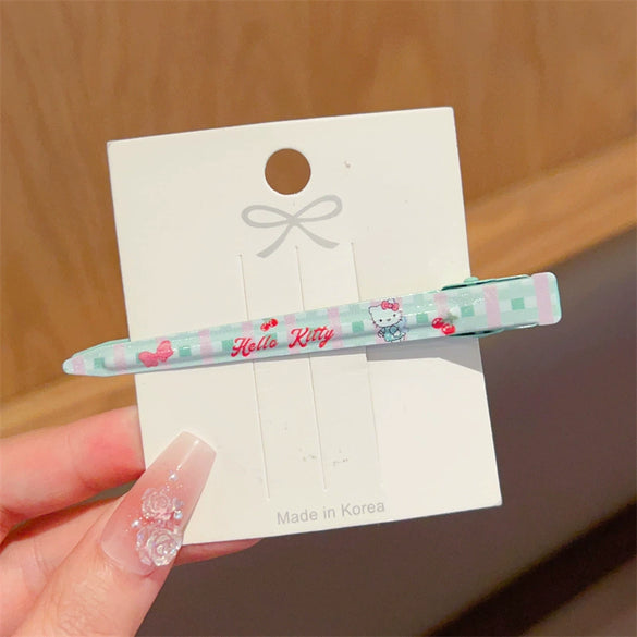 Women's Handmade Mixed Materials Heart Shaped Kitty Cartoon Hairpin