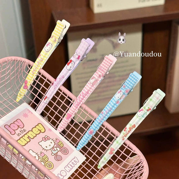 Women's Handmade Mixed Materials Heart Shaped Kitty Cartoon Hairpin