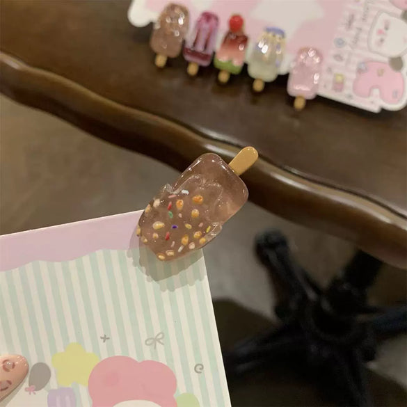 Women's Handmade Mixed Materials Ice Cream Bangs Hair Clip