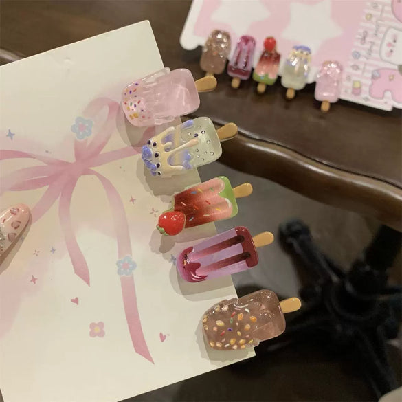 Women's Handmade Mixed Materials Ice Cream Bangs Hair Clip