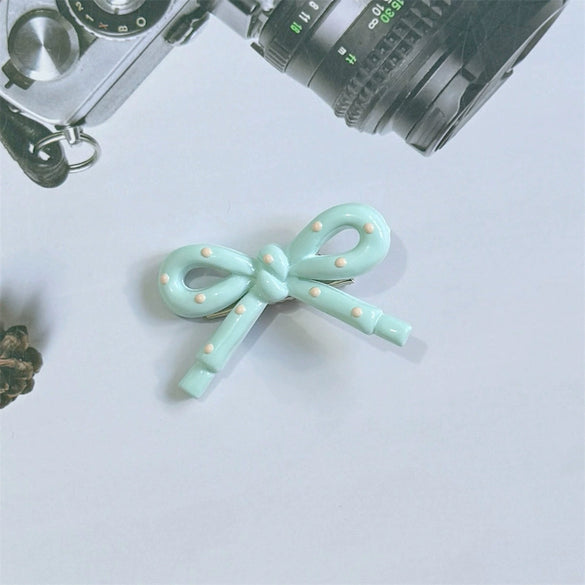 Women's Handmade Mixed Materials Polka Dot Bow Bangs Hairpin
