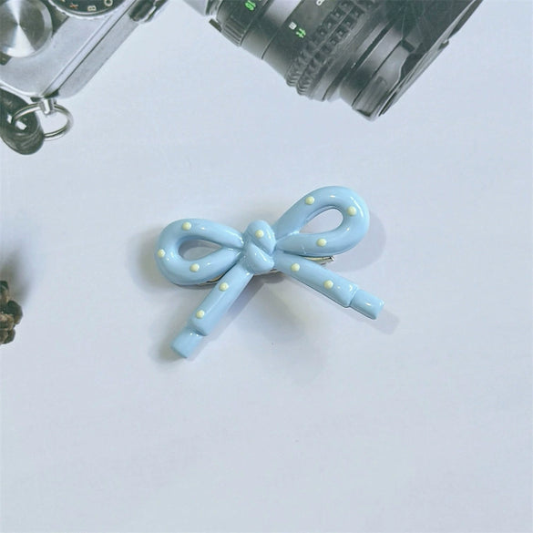 Women's Handmade Mixed Materials Polka Dot Bow Bangs Hairpin