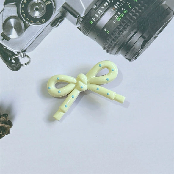 Women's Handmade Mixed Materials Polka Dot Bow Bangs Hairpin