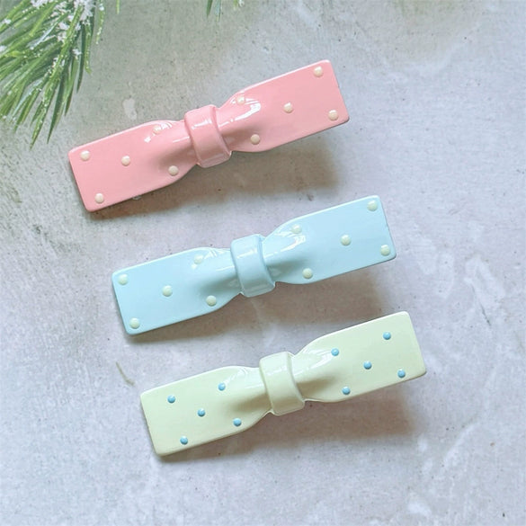 Women's Handmade Mixed Materials Polka Dot Duckbill Bow Headwear Hair Clip