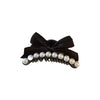 Women's Handmade Mixed Materials Sweet Faux Pearl Black Bowknot Hair Clip