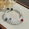 Women's Handmade Multicircle Bracelet With White Crystal Red Agate Tiger Eye Stone Geometric Pattern Little Fresh Style
