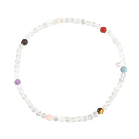 Women's Handmade Multicircle Bracelet With White Crystal Red Agate Tiger Eye Stone Geometric Pattern Little Fresh Style