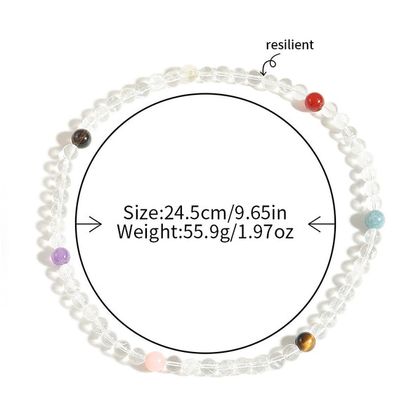Women's Handmade Multicircle Bracelet With White Crystal Red Agate Tiger Eye Stone Geometric Pattern Little Fresh Style