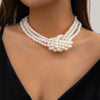 Women's Handmade Multilayer Imitation Pearl Geometric Beaded Clavicle Chain Necklace