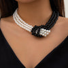 Women's Handmade Multilayer Imitation Pearl Geometric Beaded Clavicle Chain Necklace