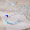 Women's Handmade Mushroom Style Beaded Necklace With Rice Beads Colored Glaze And Stainless Steel