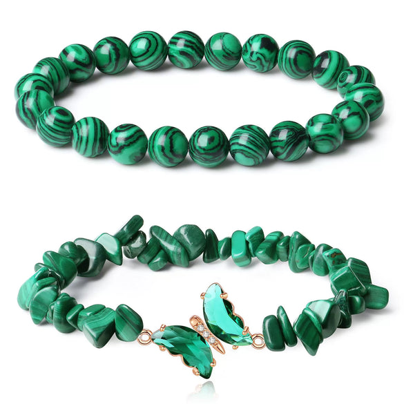 Women's Handmade Natural Agate Stone Gravel Butterfly Bracelet Set Geometric Animal Style Office Lady Jewelry