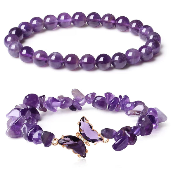 Women's Handmade Natural Agate Stone Gravel Butterfly Bracelet Set Geometric Animal Style Office Lady Jewelry