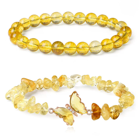 Women's Handmade Natural Agate Stone Gravel Butterfly Bracelet Set Geometric Animal Style Office Lady Jewelry