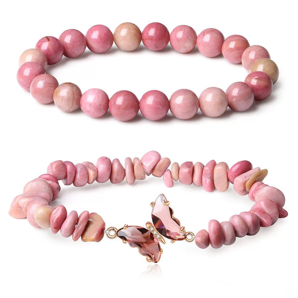 Women's Handmade Natural Agate Stone Gravel Butterfly Bracelet Set Geometric Animal Style Office Lady Jewelry