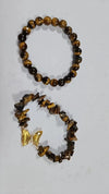 Women's Handmade Natural Agate Stone Gravel Butterfly Bracelet Set Geometric Animal Style Office Lady Jewelry