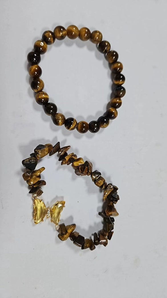 Women's Handmade Natural Agate Stone Gravel Butterfly Bracelet Set Geometric Animal Style Office Lady Jewelry