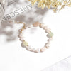 Women's Handmade Natural Freshwater Pearl And Green Dongling Stone Bracelet