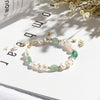 Women's Handmade Natural Freshwater Pearl And Green Dongling Stone Bracelet
