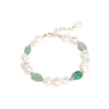 Women's Handmade Natural Freshwater Pearl And Green Dongling Stone Bracelet