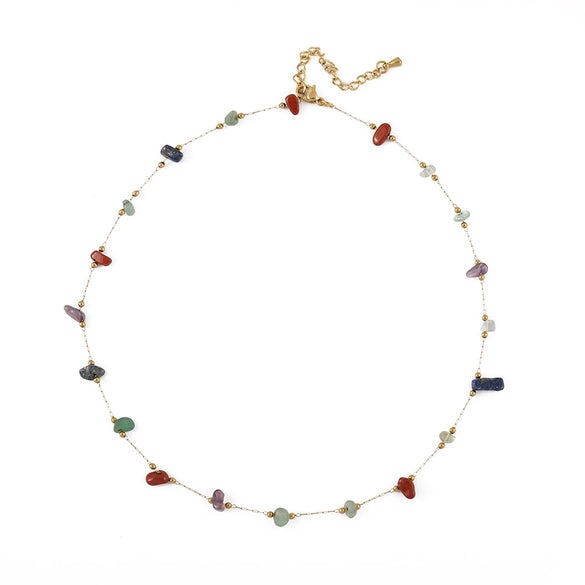 Women's Handmade Natural Stone And Stainless Steel Geometric Clavicle Chain Necklace