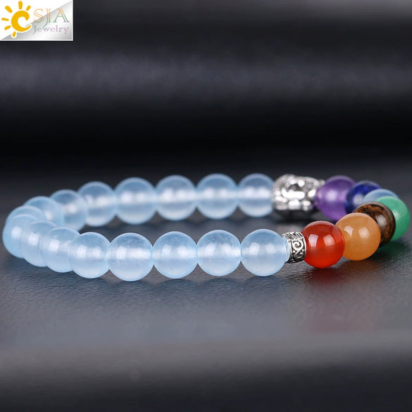 Women's Handmade Natural Stone Crystal Bracelet With Geometric Colorful Beads And Antique Copper Elastic Band