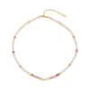Women's Handmade Natural Stone Rice Beads Shell Stainless Steel Geometric Stacked Beaded Clavicle Necklace