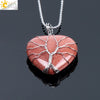 Women's Handmade Natural Stone Tree Of Life Pendant Necklace With Copper Wire Winding Minimalist Electroplated Jewelry