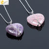 Women's Handmade Natural Stone Tree Of Life Pendant Necklace With Copper Wire Winding Minimalist Electroplated Jewelry