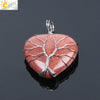 Women's Handmade Natural Stone Tree Of Life Pendant Necklace With Copper Wire Winding Minimalist Electroplated Jewelry