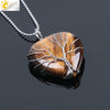 Women's Handmade Natural Stone Tree Of Life Pendant Necklace With Copper Wire Winding Minimalist Electroplated Jewelry