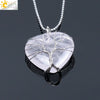 Women's Handmade Natural Stone Tree Of Life Pendant Necklace With Copper Wire Winding Minimalist Electroplated Jewelry