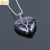 Women's Handmade Natural Stone Tree Of Life Pendant Necklace With Copper Wire Winding Minimalist Electroplated Jewelry