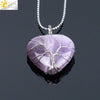Women's Handmade Natural Stone Tree Of Life Pendant Necklace With Copper Wire Winding Minimalist Electroplated Jewelry