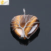Women's Handmade Natural Stone Tree Of Life Pendant Necklace With Copper Wire Winding Minimalist Electroplated Jewelry