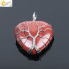 Women's Handmade Natural Stone Tree Of Life Pendant Necklace With Copper Wire Winding Minimalist Electroplated Jewelry