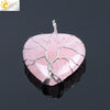 Women's Handmade Natural Stone Tree Of Life Pendant Necklace With Copper Wire Winding Minimalist Electroplated Jewelry