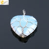 Women's Handmade Natural Stone Tree Of Life Pendant Necklace With Copper Wire Winding Minimalist Electroplated Jewelry