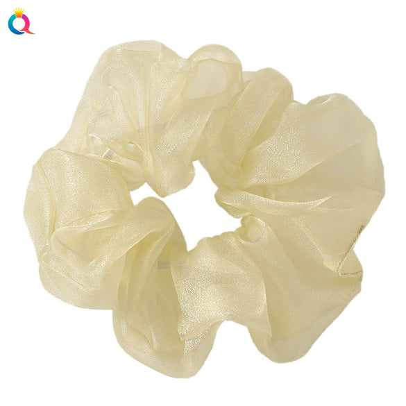 Women's Handmade Organza Scrunchie Hair Ring Solid Color Fairy Style Voluminous Hair Accessory