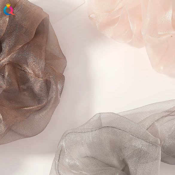 Women's Handmade Organza Scrunchie Hair Ring Solid Color Fairy Style Voluminous Hair Accessory