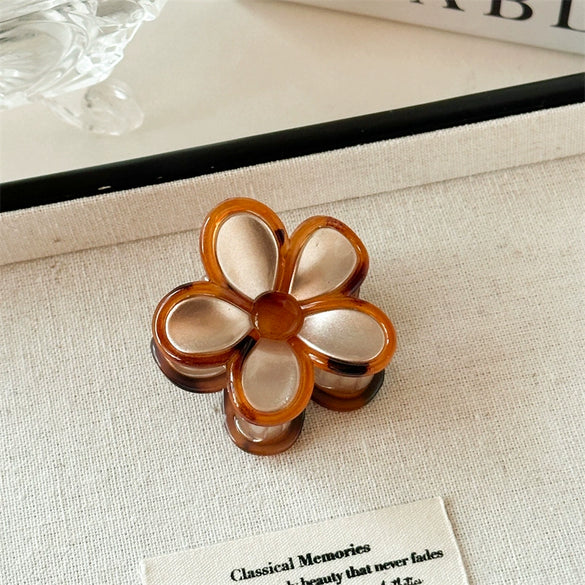 Women's Handmade Pc Amber Flower Hair Grab Clip Elegant Retro Style