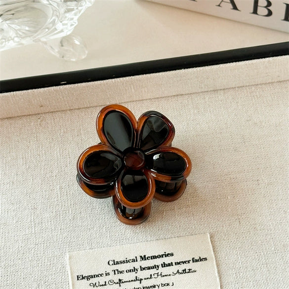Women's Handmade Pc Amber Flower Hair Grab Clip Elegant Retro Style