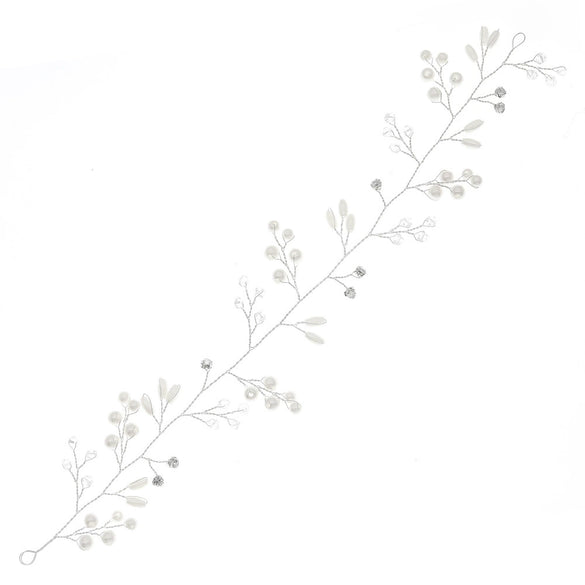 Women's Handmade Pearl Beaded Floral Bridal Headband With Crystal Details For Wedding And Evening Dress Accessories