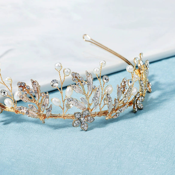 Women's Handmade Pearl Crown Style Hair Accessories For Wedding