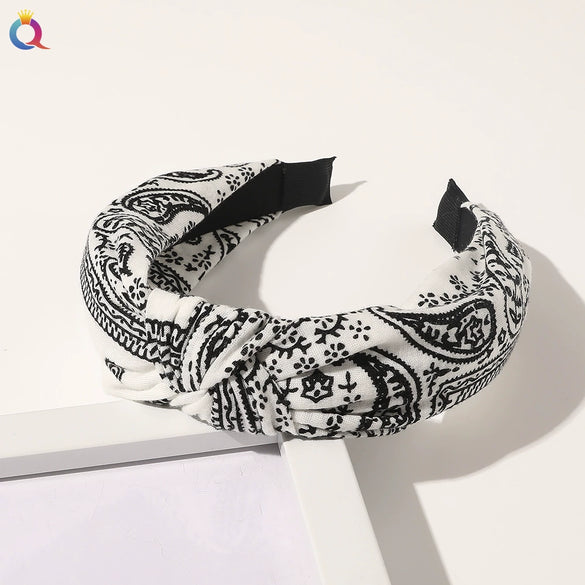 Women's Handmade Plaid Fabric Headband With Oversized Bow Wide Hairband Accessory