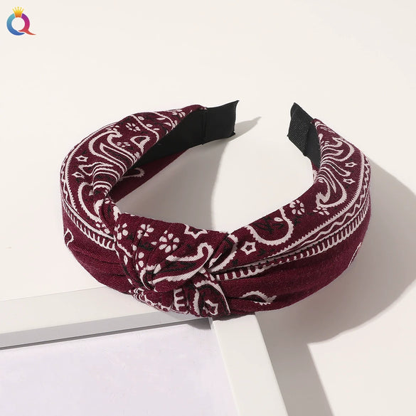 Women's Handmade Plaid Fabric Headband With Oversized Bow Wide Hairband Accessory